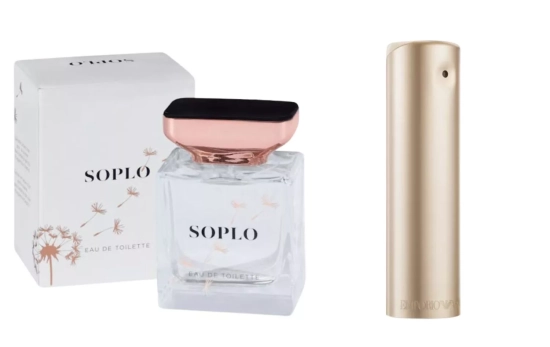 Soplo (7 €)/ Emporio Armani She (64 €)/ Montaje CG Soplo (7 €)/ Emporio Armani She (64 €)/ Montaje CG