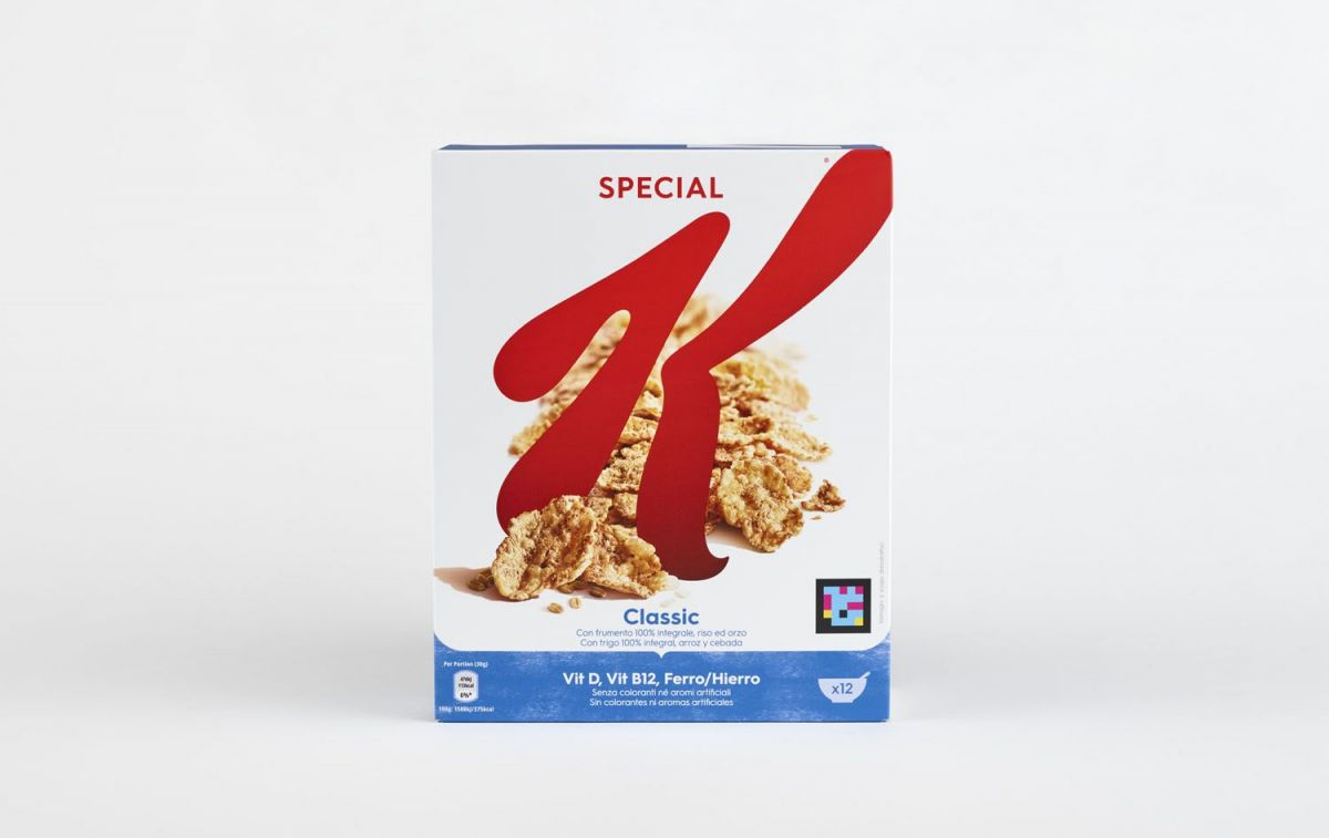 Uno de los paquetes de cereales de Kellogg's con el nuevo código para invidentes / KELLOGG