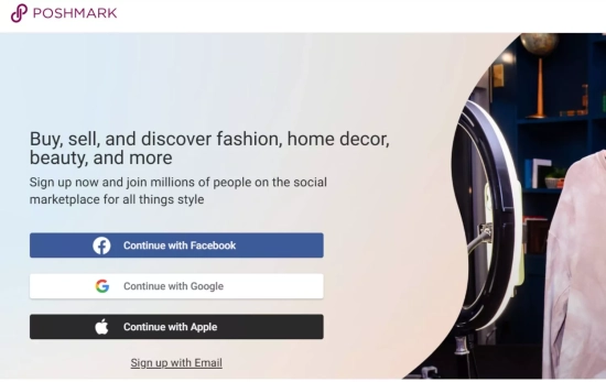 Interfaz de Poshmark, la app de moda de marca y para eventos especiales/POSHMARK.COM  Interfaz de Poshmark, la app de moda de marca y para eventos especiales/POSHMARK.COM