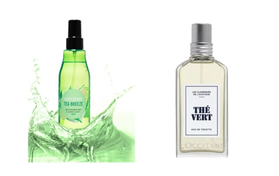 Body spray Tea Breeze Deliplus (3,00 €)/ L'Occitane The Vert (55 €). Body spray Tea Breeze Deliplus (3,00 €)/ L'Occitane The Vert (55 €).