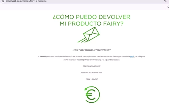 Pasos a seguir para la devolución de Fairy Platinum Plus en la web Proxima a ti / PROXIMA A TI Pasos a seguir para la devolución de Fairy Platinum Plus en la web Proxima a ti / PROXIMA A TI