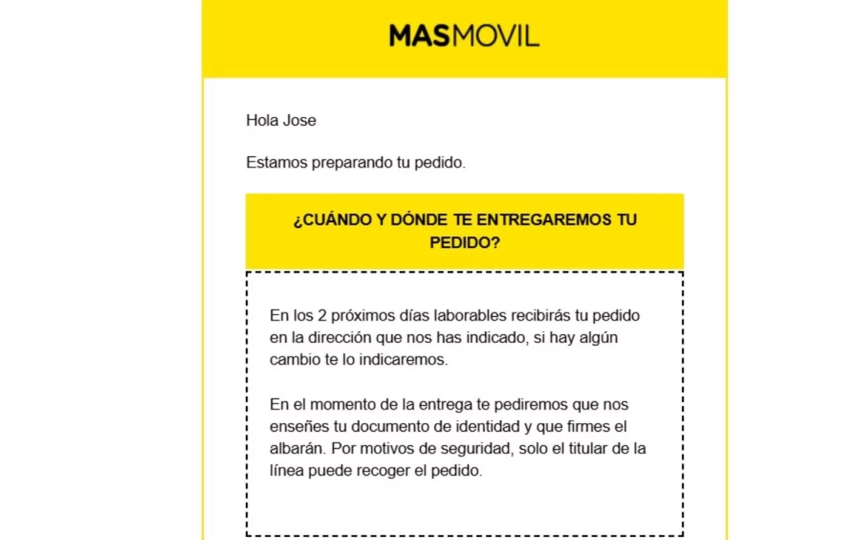 El mensaje engañoso de MásMóvil CEDIDA El mensaje engañoso de MásMóvil CEDIDA