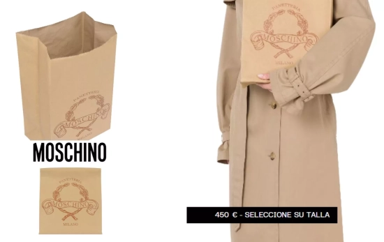 El bolso de papel de Moschino triunfa en redes/ MOSCHINO.COM/ Montaje CG El bolso de papel de Moschino triunfa en redes/ MOSCHINO.COM/ Montaje CG