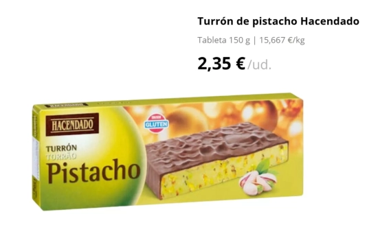 Turrón de pistacho Hacendado/2,35€ /MERCADONA.ES Turrón de pistacho Hacendado/2,35€ /MERCADONA.ES