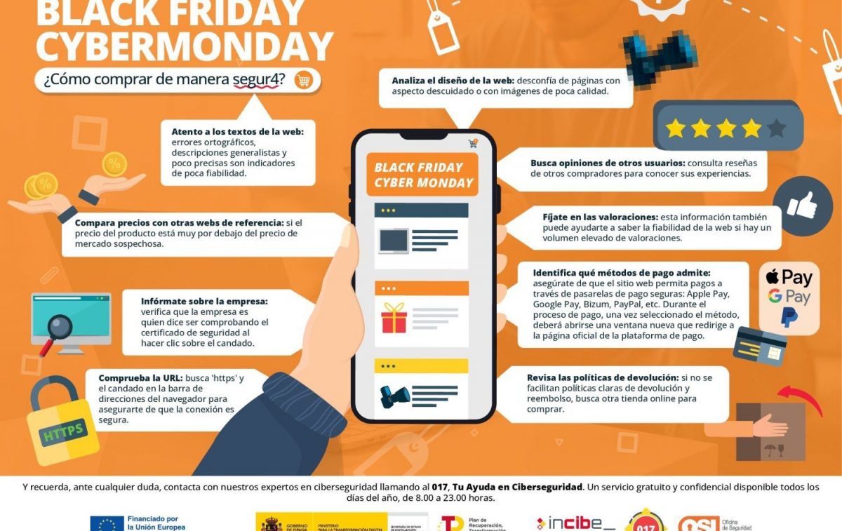 Una infografía del INCIBE explica cómo comprar de manera segura el Black Friday y el CyberMonday Una infografía del INCIBE explica cómo comprar de manera segura el Black Friday y el CyberMonday