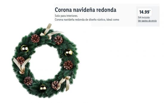 Corona de Navidad/ 14,99 €/ LIDL.ES Corona de Navidad/ 14,99 €/ LIDL.ES