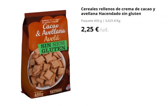 Cereales rellenos sin gluten Hacendado/ 2,25 €/ MERCADONA.ES Cereales rellenos sin gluten Hacendado/ 2,25 €/ MERCADONA.ES