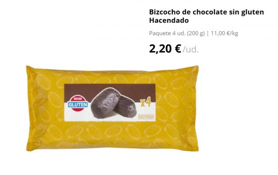 Bizcocho de chocolate sin gluten Hacendado/ 2,20€/ MERCADONA.ES Bizcocho de chocolate sin gluten Hacendado/ 2,20€/ MERCADONA.ES