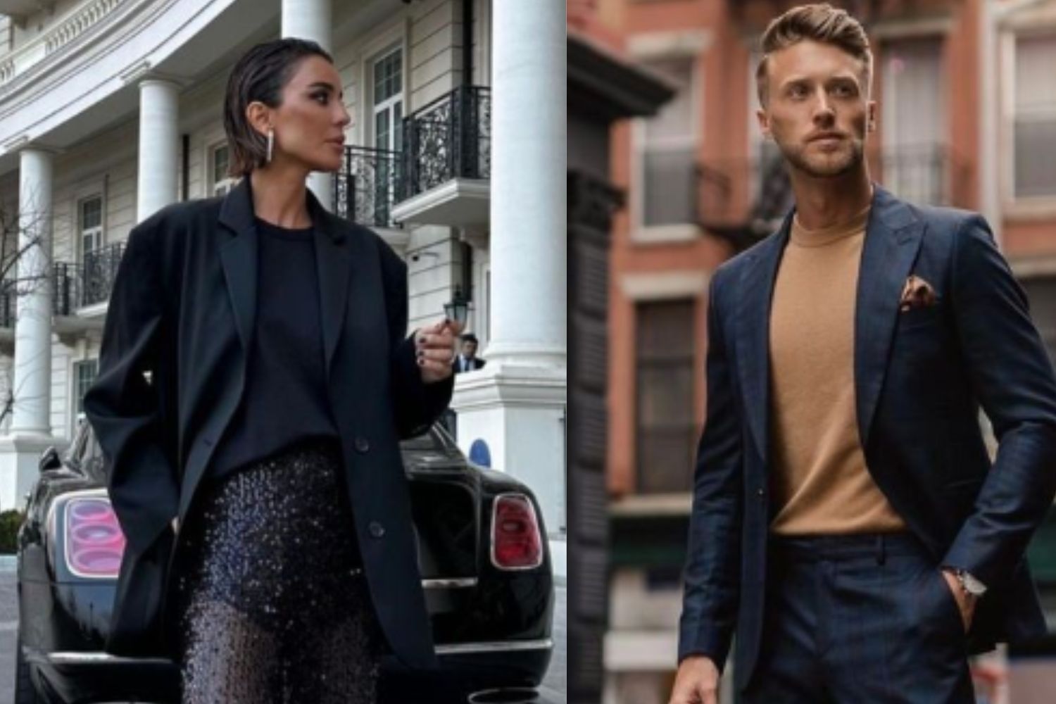 Dos modelos muestran ideas para cómo vestirte en la cena de empresa/ Montaje CG