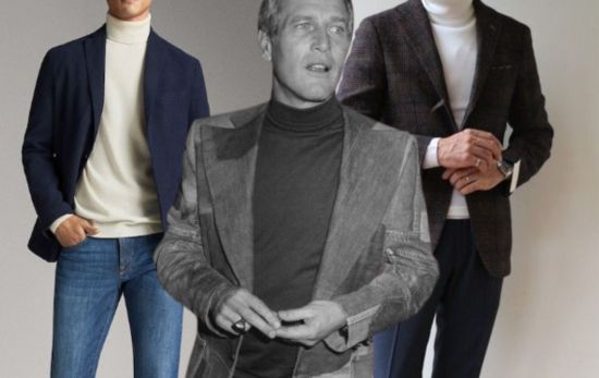 La combinación de americana sport con un jersey de lana de cuello alto es siempre un acierto/ Montaje CG La combinación de americana sport con un jersey de lana de cuello alto es siempre un acierto/ Montaje CG