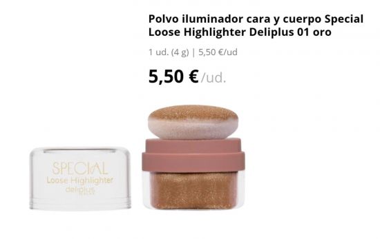 Polvo iluminador cara y cuerpo Special Loose Highlighter Deliplus / MERCADONA.ES Polvo iluminador cara y cuerpo Special Loose Highlighter Deliplus / MERCADONA.ES