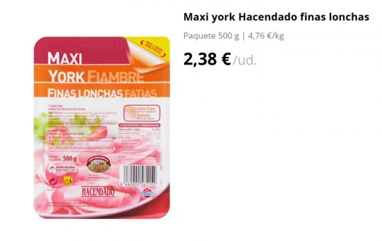 Fiambre Maxi york Hacendado finas lonchas /2,38 €/ MERCADONA.ES Fiambre Maxi york Hacendado finas lonchas /2,38 €/ MERCADONA.ES