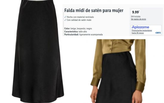 Falda satinada midi Lidl 9,99 euros/ LIDL.ES Falda satinada midi Lidl 9,99 euros/ LIDL.ES