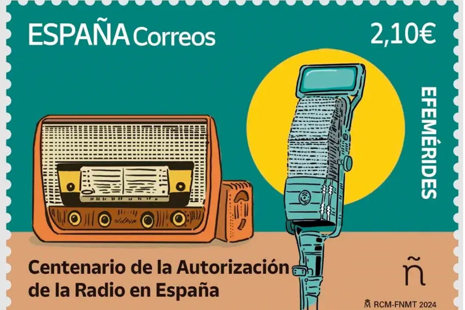 Un sello que conmemora el centenario de la primera emisión autorizada de la radio en España CORREOS