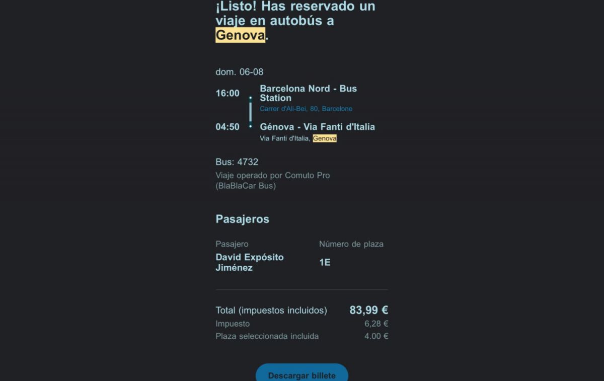 La reserva de David Expósito CEDIDA La reserva de David Expósito CEDIDA