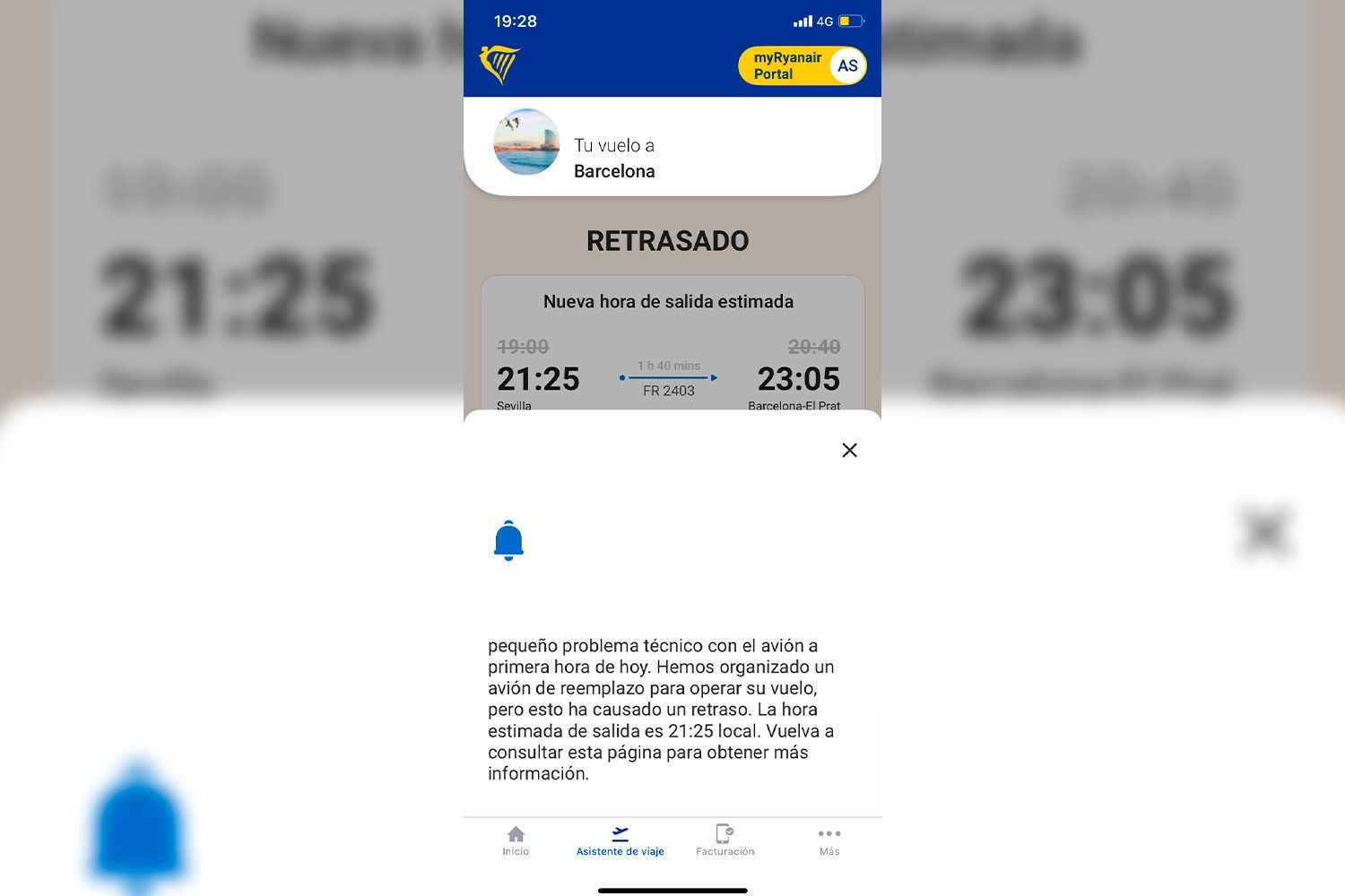 Retraso del vuelo de Ryanair / CEDIDA Retraso del vuelo de Ryanair / CEDIDA