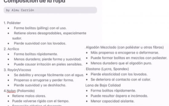 Chuleta de tipos de tejidos by Almudena Carrión/ IG @Almucarrion Chuleta de tipos de tejidos by Almudena Carrión/ IG @Almucarrion