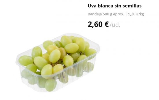 Uva blanca sin semillas que sí recomienda/ MERCADONA.ES Uva blanca sin semillas que sí recomienda/ MERCADONA.ES