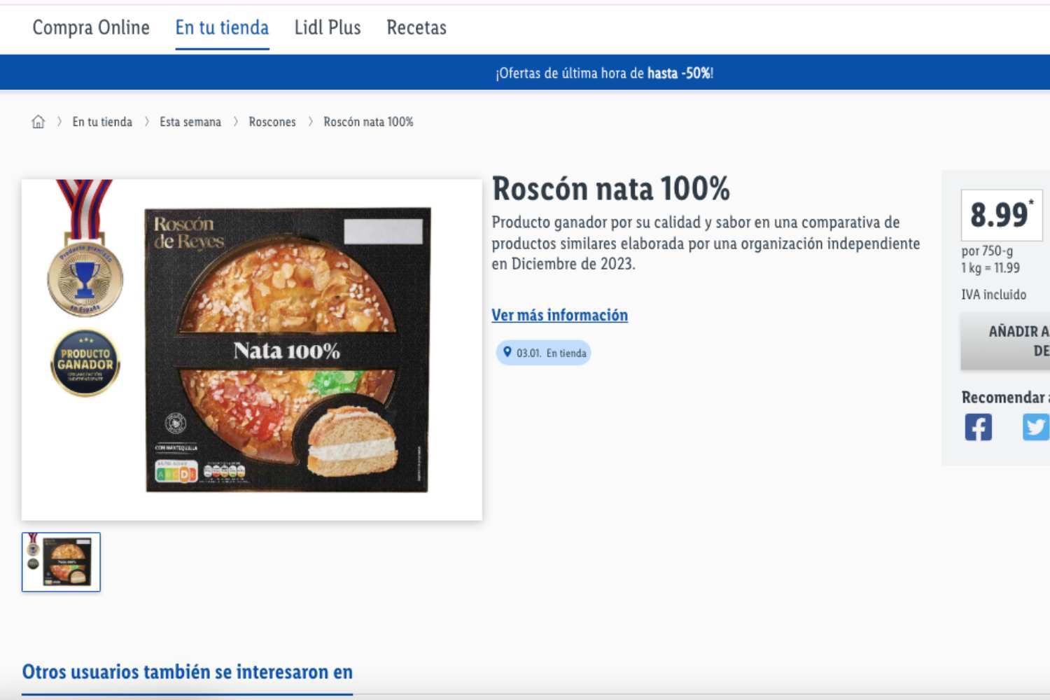 Roscón de Reyes de Lidl / LIDL Roscón de Reyes de Lidl / LIDL
