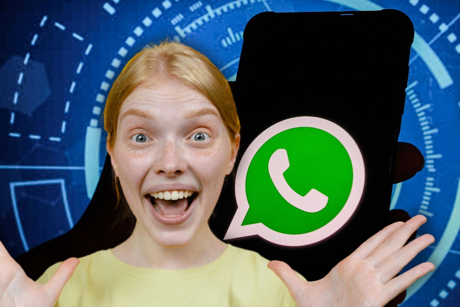 Montaje de una persona y un móvil con WhatsApp / CG