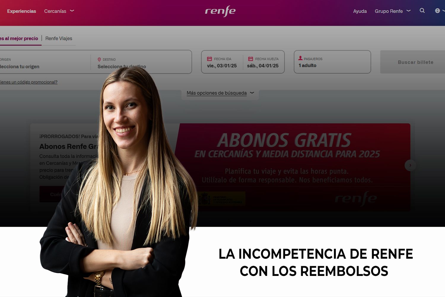 Videoblog Ana Siles sobre Renfe / Fotomontaje CG