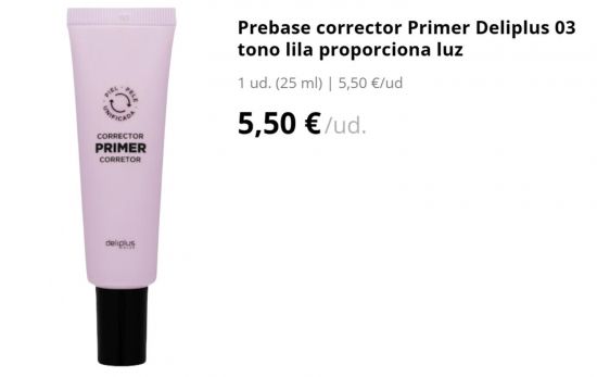 Prebase corrector Primer Deliplus 03 tono lila proporciona luz /MERCADONA.ES Prebase corrector Primer Deliplus 03 tono lila proporciona luz /MERCADONA.ES
