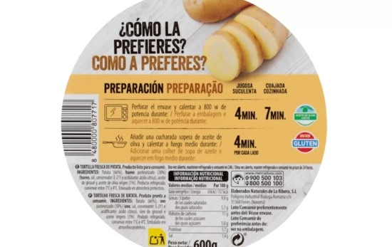 Tortilla de patatas valor nutricional/ MERCADONA.ES Tortilla de patatas valor nutricional/ MERCADONA.ES