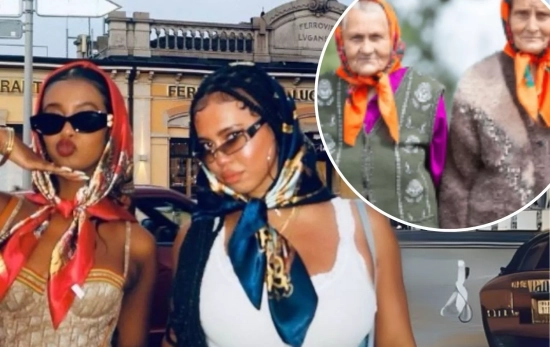 El pañuelo en la cabeza abandona el pueblo y llega como complemento de las 'it girls' /Montaje CG El pañuelo en la cabeza abandona el pueblo y llega como complemento de las 'it girls' /Montaje CG