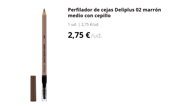 Perfilador de cejas Deliplus 02 marrón medio con cepillo/ MERCADONA.ES Perfilador de cejas Deliplus 02 marrón medio con cepillo/ MERCADONA.ES