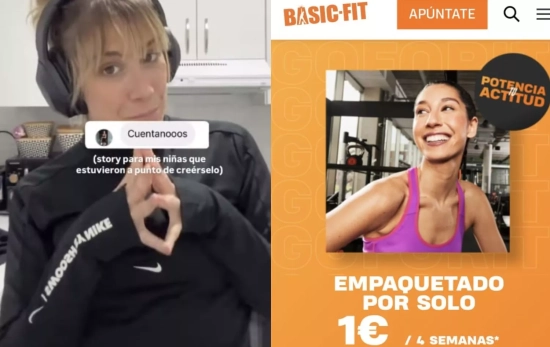 Una influencer denuncia en sus redes la famosa promoción de gimnasio por 1 euro de 'Basic Fit'/ Montaje CG Una influencer denuncia en sus redes la famosa promoción de gimnasio por 1 euro de 'Basic Fit'/ Montaje CG
