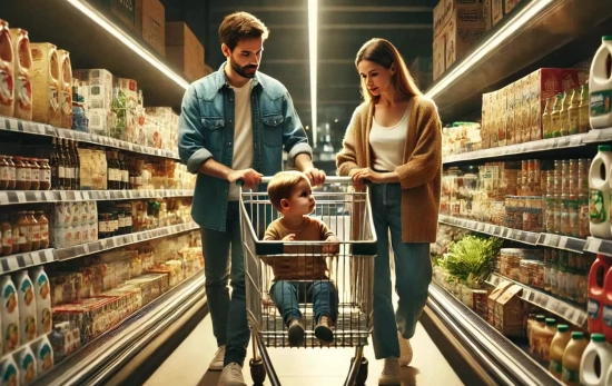 Una pareja dispuesta a comprar en un supermercado / CONSUMIDOR GLOBAL DALL-E Una pareja dispuesta a comprar en un supermercado / CONSUMIDOR GLOBAL DALL-E