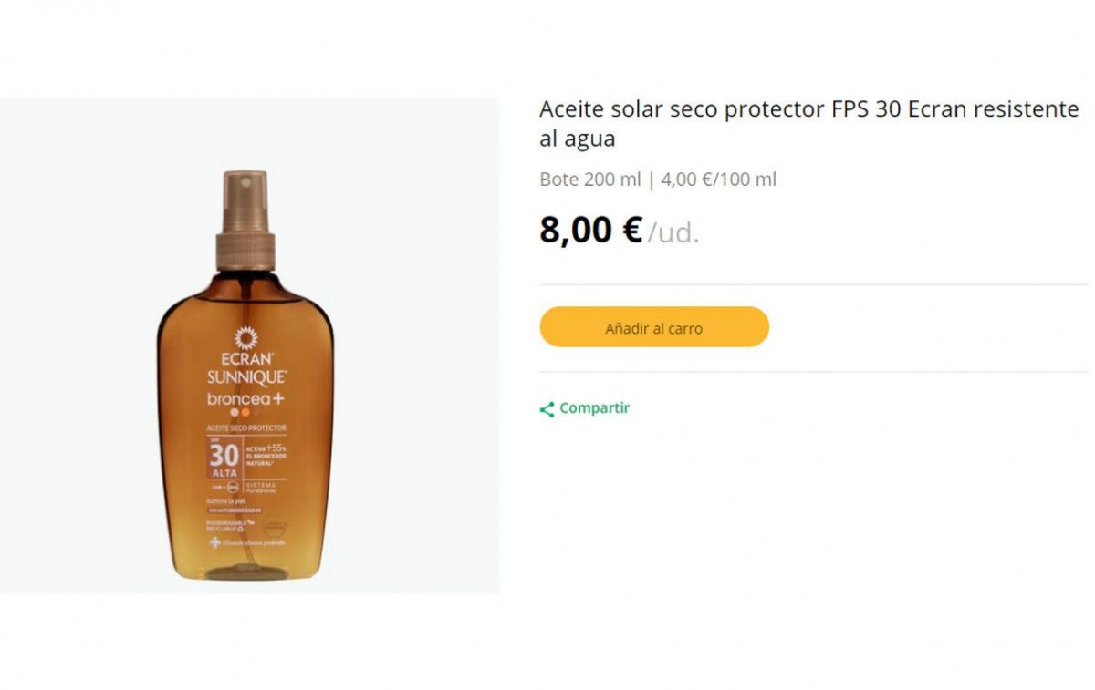 El nuevo producto de Mercadona, un bronceador que también protege de la radiación solar / MERCADONA 