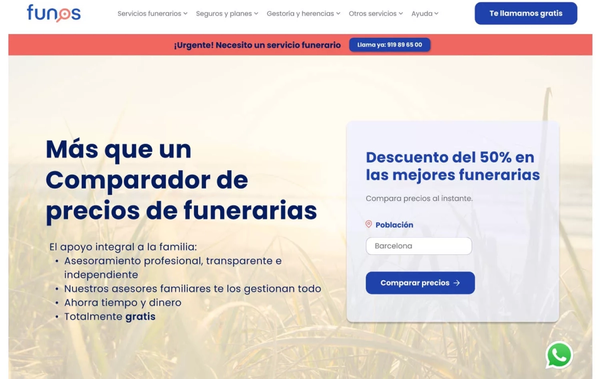 La página web de Funos abierta en un dispositivo La página web de Funos abierta en un dispositivo