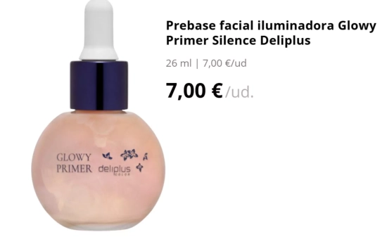 Prebase facial iluminadora Glowy Primer Silence Deliplus/ MERCADONA.ES Prebase facial iluminadora Glowy Primer Silence Deliplus/ MERCADONA.ES