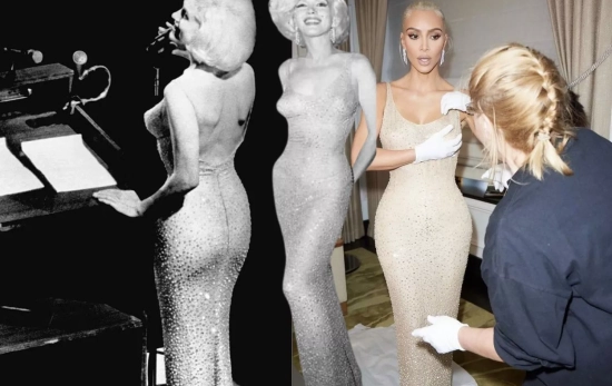 Marilyn Monroe y Kim Kardashian con el mismo 'naked dress'/ Montaje CG