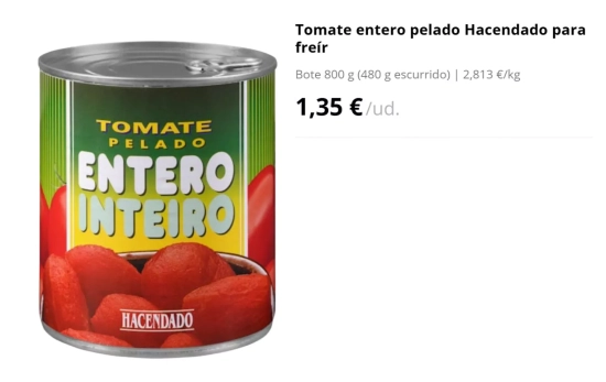 Este tomate entero en conserva es ideal para la ensalada murciana/ MERCADONA.ES Este tomate entero en conserva es ideal para la ensalada murciana/ MERCADONA.ES