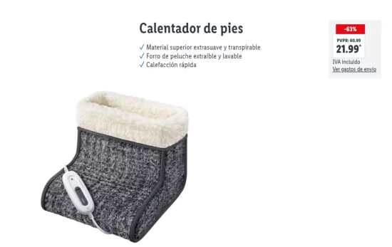 Calentador de pies de Lidl/ LIDL.ES Calentador de pies de Lidl/ LIDL.ES