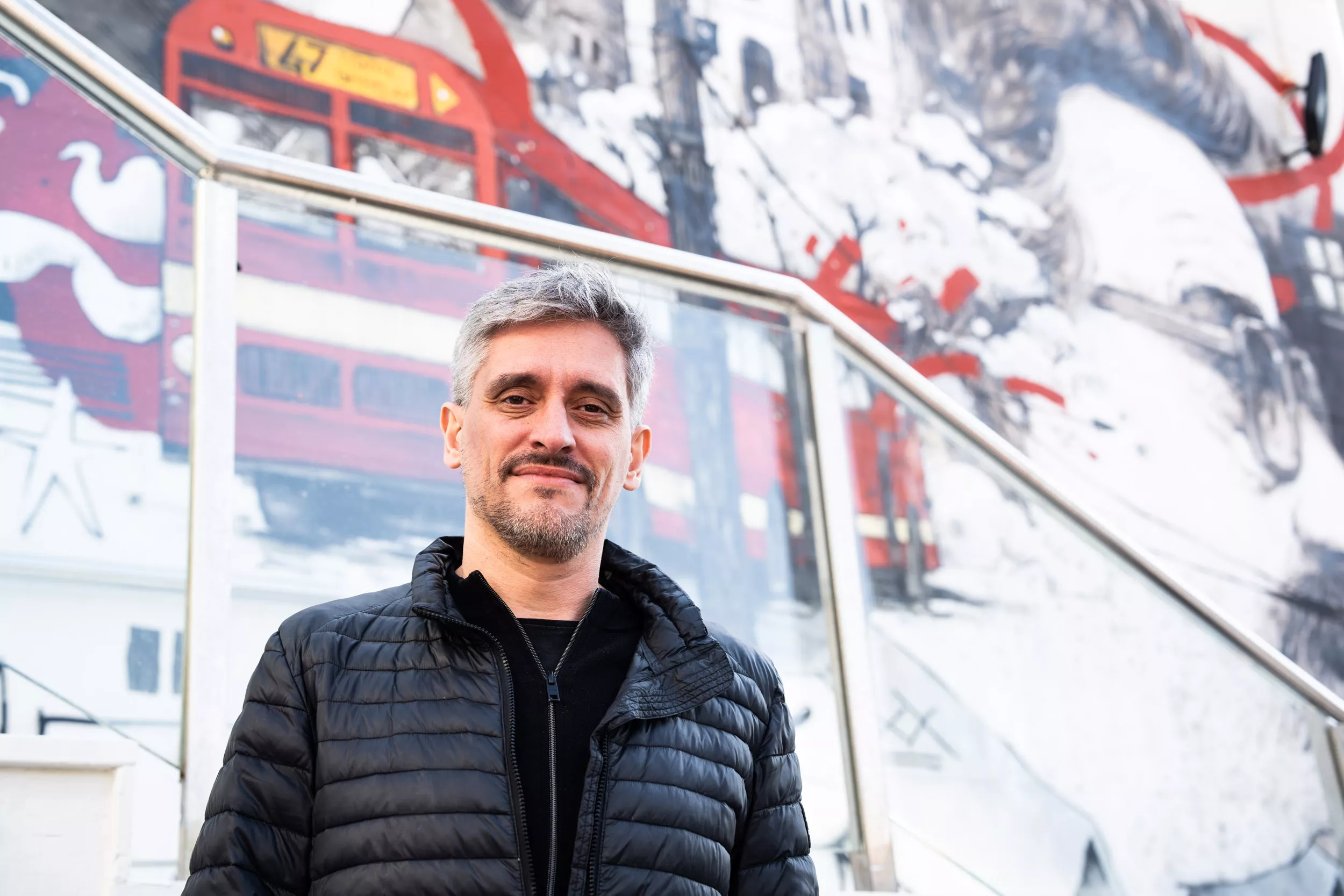 Marcel Barrena, durante la presentación de el Mural de 'El 47' / GALA ESPÍN (CG)