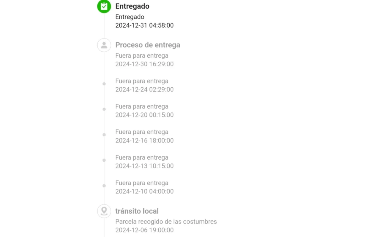 El seguimiento de MRW con las seis entregas fallidas CAPTURA CEDIDA El seguimiento de MRW con las seis entregas fallidas CAPTURA CEDIDA