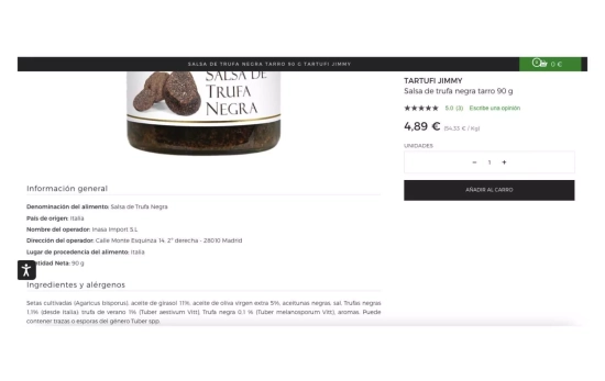 Salsa de trufa negra que contiene aceitunas negras / El Corte Inglés Salsa de trufa negra que contiene aceitunas negras / El Corte Inglés