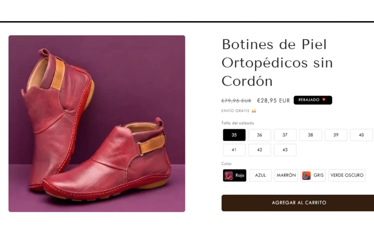 Unos botines ortopédicos ofertados en la web / CG Unos botines ortopédicos ofertados en la web / CG