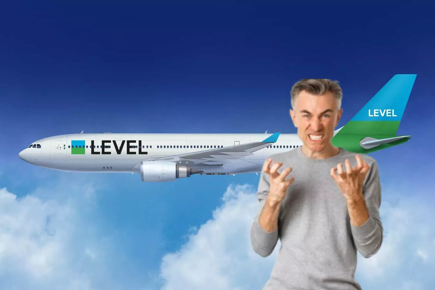 Un hombre irritado con Level / Fotomontaje CONSUMIDOR GLOBAL