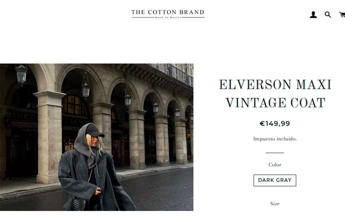 Una prenda a la venta en The Cotton Brand / CG Una prenda a la venta en The Cotton Brand / CG