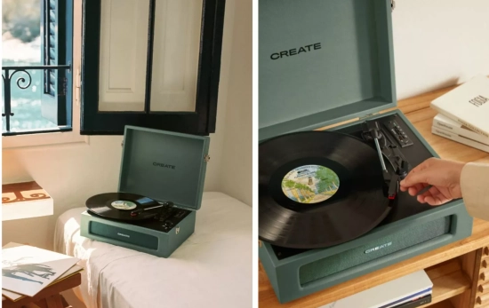 Tocadiscos Create Record Player Retro Tono Verde/ CREATE-STORE.COM Tocadiscos Create Record Player Retro Tono Verde/ CREATE-STORE.COM