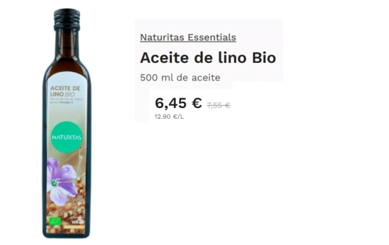 Aceite de lino comestible/ NATURITAS.ES