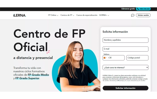 La página web de Ilerna / CG La página web de Ilerna / CG
