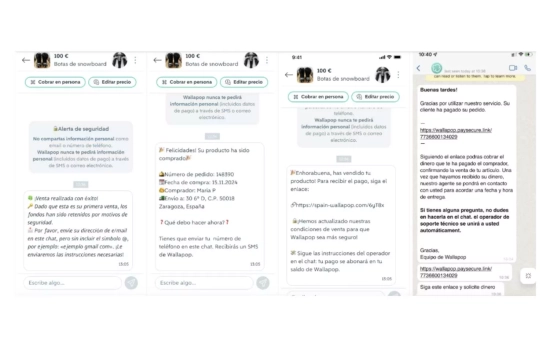 Diferentes conversaciones que pueden ser una ciberestafa / WALLAPOP