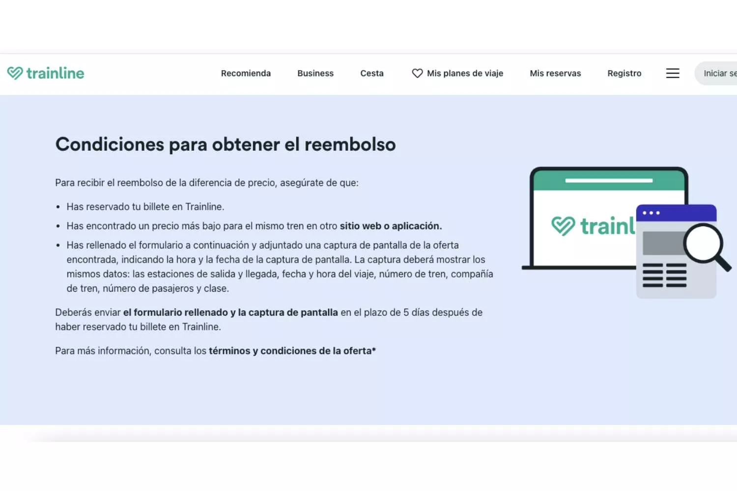 Requisitos para obtener el reembolso de Trainline / TRAINLINE Requisitos para obtener el reembolso de Trainline / TRAINLINE