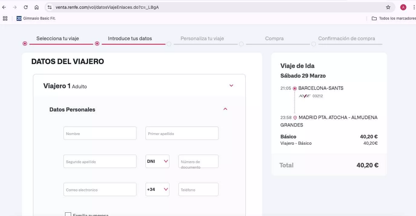 Precio del billete básica para el trayecto Barcelona - Madrid en Renfe / RENFE Precio del billete básica para el trayecto Barcelona - Madrid en Renfe / RENFE