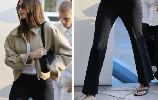 Hailey Bieber demuestra cómo un mismo conjunto puede transformarse simplemente cambiando los complementos y la prenda exterior/ Montaje CG Hailey Bieber demuestra cómo un mismo conjunto puede transformarse simplemente cambiando los complementos y la prenda exterior/ Montaje CG